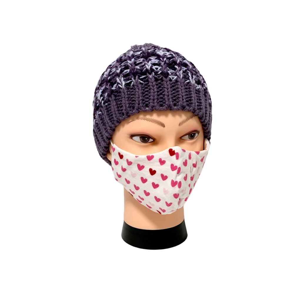 Washable & Reusable Hearts Print Cotton Face Mask - Picture 2 of 5